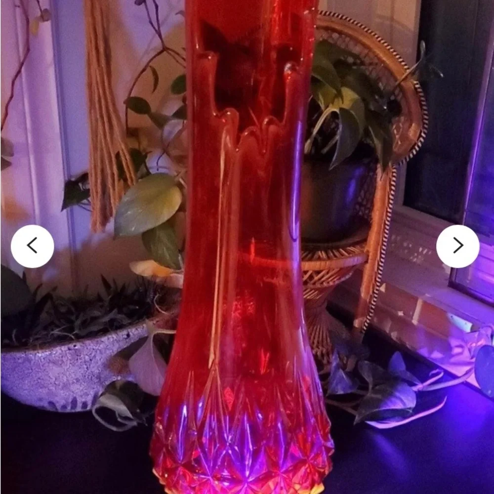 Vintage‎ LE smith red amberina swung vase cadmium glowing glass diamond MCM rare - Picture 7 of 7